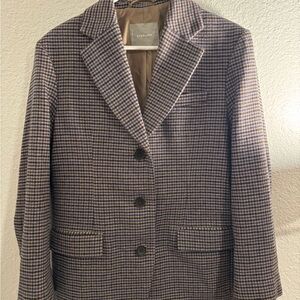 Everlane Brown and Blue Checkered Blazer